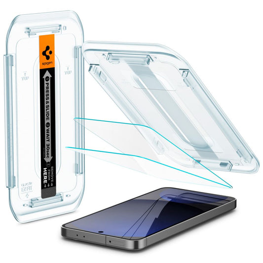 Spigen EZ FIT-skärmskydd för Samsung Galaxy S24 FE S721, glasskyddat, helt limmat, set med 2 delar AGL08729