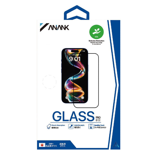 Anank 1X Förstärkt Skärmskydd för Apple iPhone 16 Pro Max, Härdat Glas, Fullt Lim, 2.5D, Svart