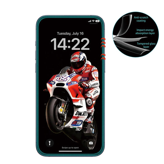 Skärmskydd Anank 5X Förstärkt Anti-Crack för Apple iPhone 17 Pro, Härdat Glas, Full Lim, 3D, Svart