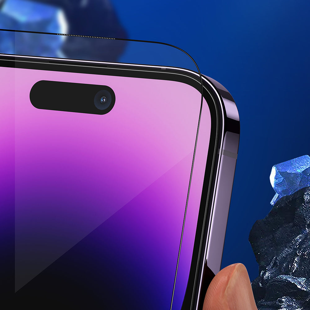 Blueo Anti-Broken Screen Protector Film for Apple iPhone 16 Plus / 15 Plus / 14 Pro Max, Tempered Glass, Full Glue, Black