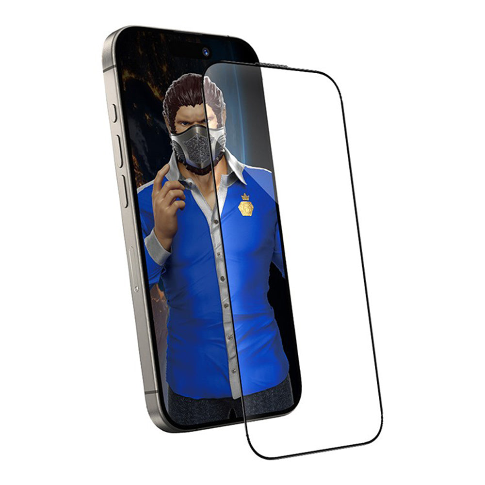 Blueo Anti-Dust HD Applicator Pro Screen Protector for Apple iPhone 15 Pro, Tempered Glass, Full Glue, Black