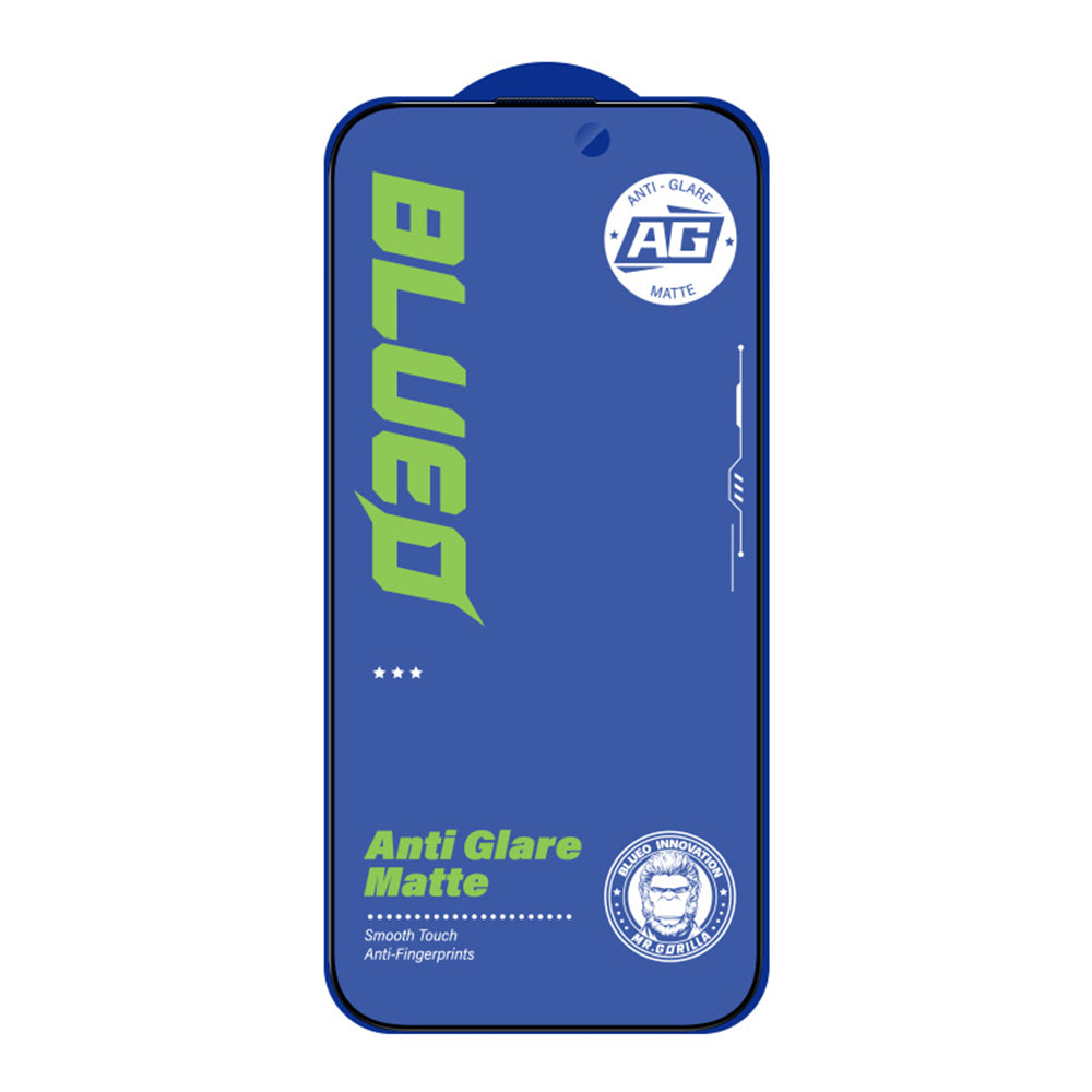 Blueo Anti-Glare Screen Protector Film for Apple iPhone 14 Pro, Tempered Glass, Full Glue, Black