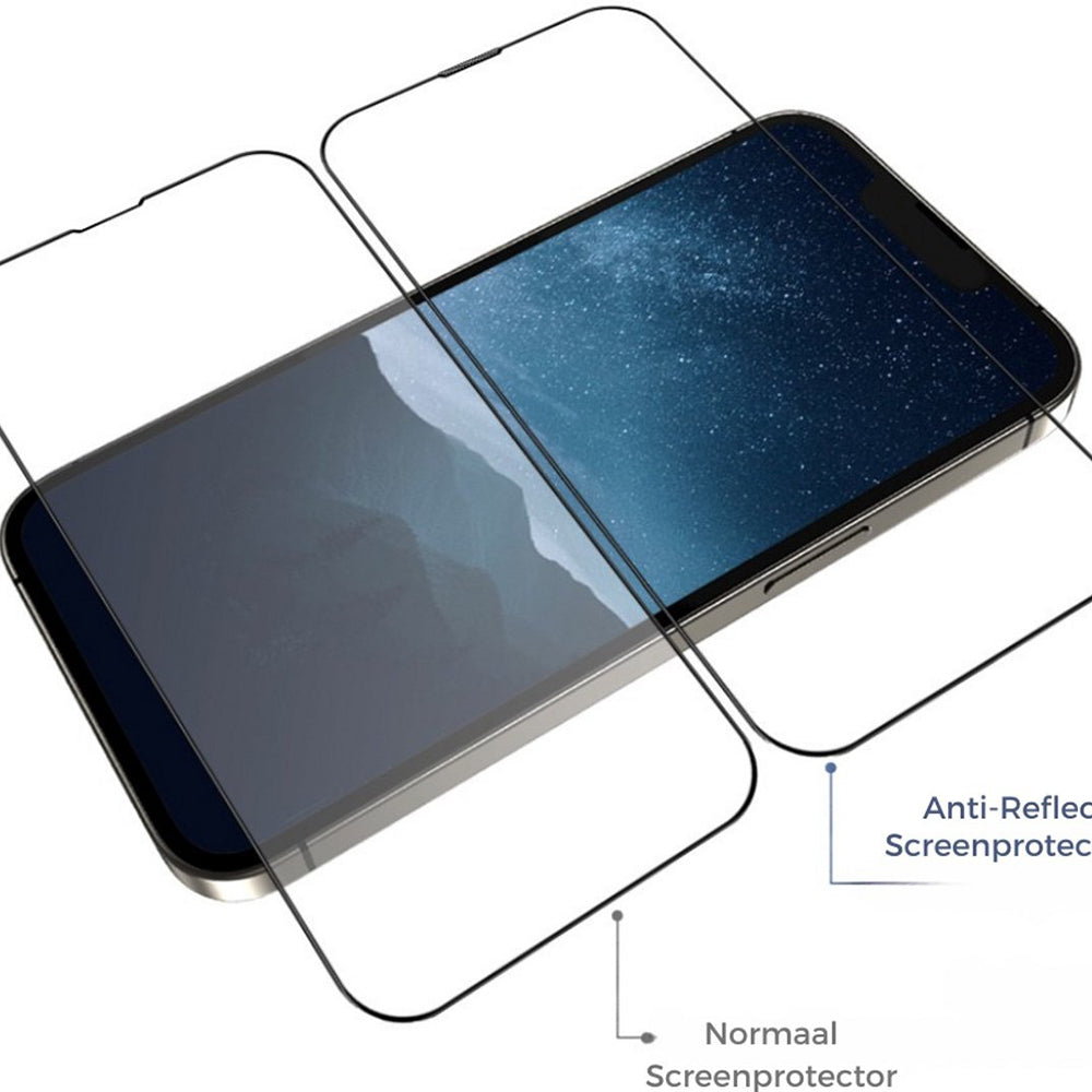 Blueo Anti-Reflective HD Screen Protector Film with Pro Applicator for Apple iPhone 14 Pro Max, Tempered Glass, Full Glue, Black