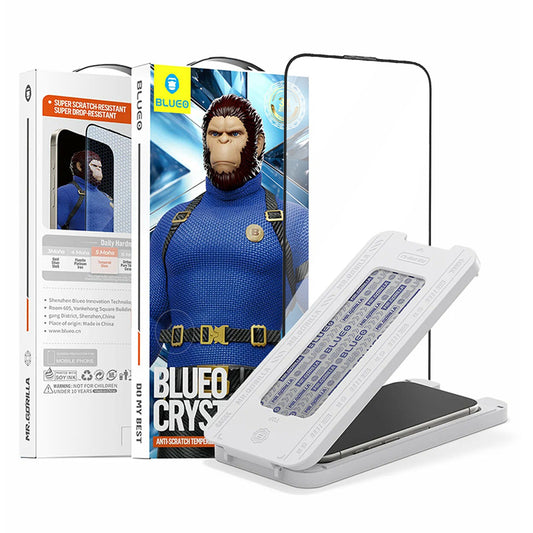 Skyddsfilm Blueo Crystal Anti-Scratch Applicator för Apple iPhone 17 Pro / 17 / 16 Pro, Härdat Glas, Full Lim, Svart