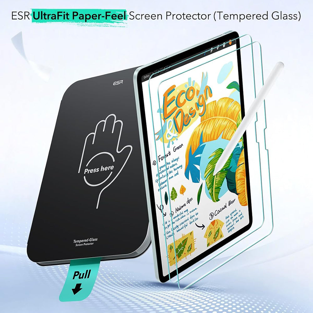 Skyddsfilm ESR Paper Feel UltraFit för Apple iPad Air 13 (2026) / Air 13 (2025), Plast, Set med 2 stycken