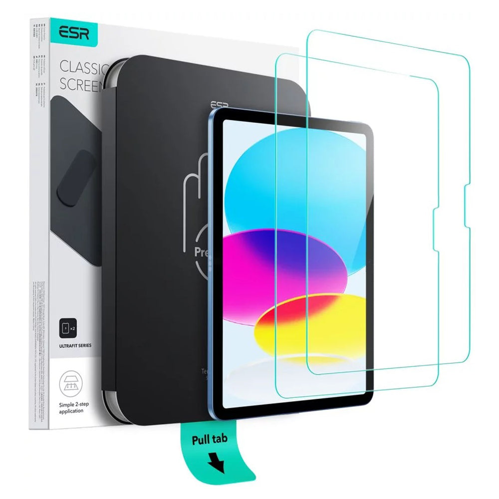 Skärmskydd ESR UltraFit för Apple iPad (2025) / (2022), Härdat Glas, Full Glue, Set med 2 stycken