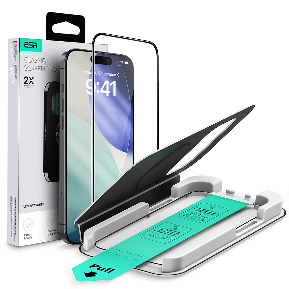 Skärmskydd ESR UltraFit för Apple iPhone 17 Air, Härdat Glas, Full Lim, Svart