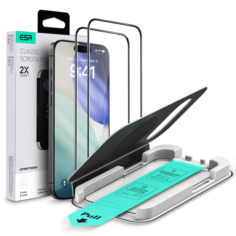 Skärmskydd ESR UltraFit för Apple iPhone 17 Air, Härdat Glas, Full Lim, Set med 2 stycken, Svart