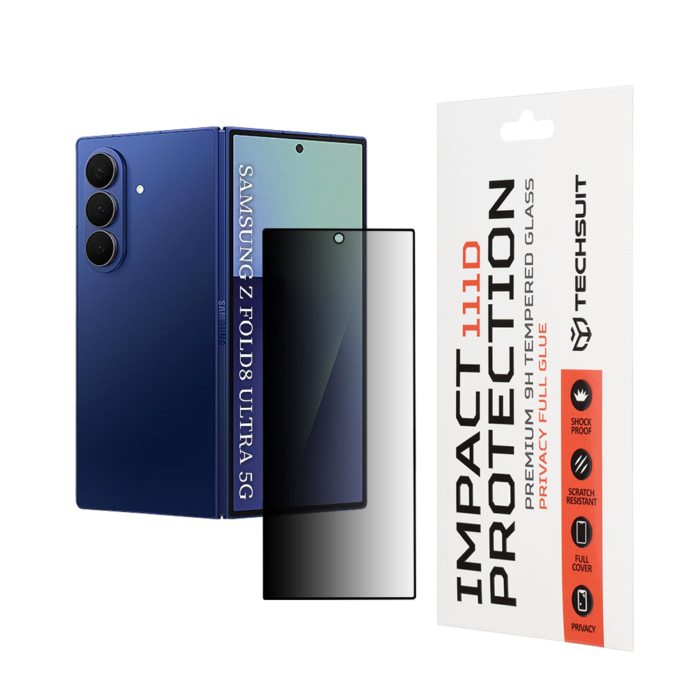 Skyddande skärmskydd Privacy Techsuit för Samsung Galaxy Z Fold8 Ultra F976, härdat glas, full lim, 111D