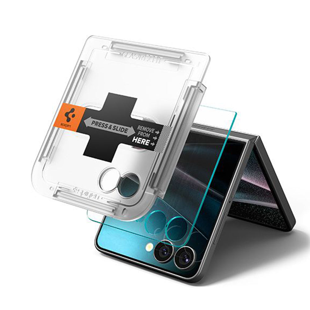 Skärmskydd Spigen GlastR EZ FIT för Samsung Galaxy Z Flip7 F766, Härdat Glas, Full Lim, Set med 2 stycken AGL09585