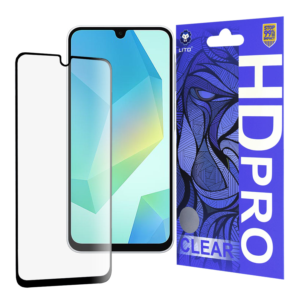Lito HD Pro Clear Screen Protector for Samsung Galaxy A16 5G A166 / A16 4G A165, Tempered Glass, Full Glue, Black