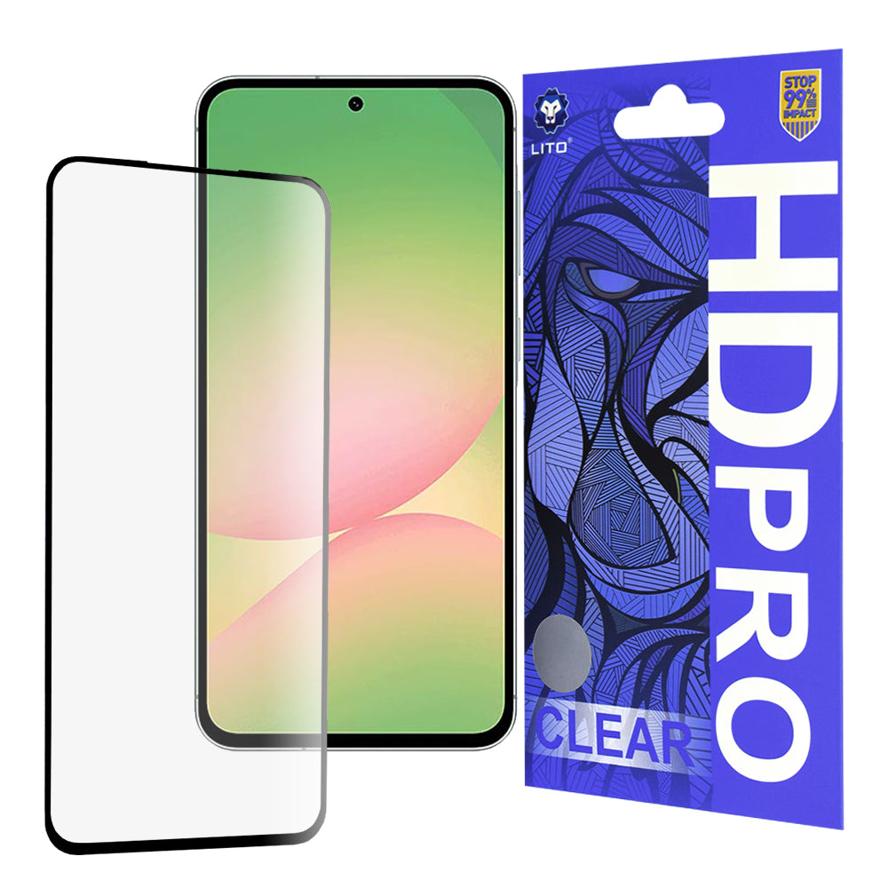 Lito HD Pro Clear skärmskydd för Samsung Galaxy A56 A566, härdat glas, full lim, svart