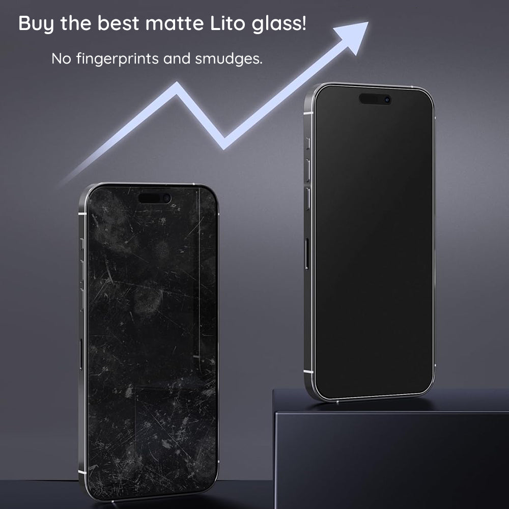 Matte Screen Protector Lito HD Pro for Apple iPhone 16, Tempered Glass, Full Glue, Black