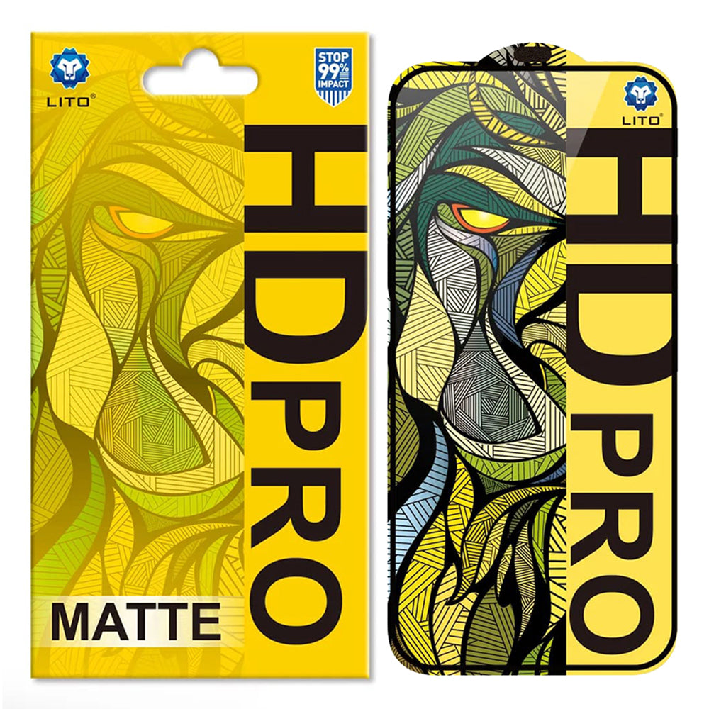 Matte Screen Protector Lito HD Pro for Apple iPhone 16, Tempered Glass, Full Glue, Black