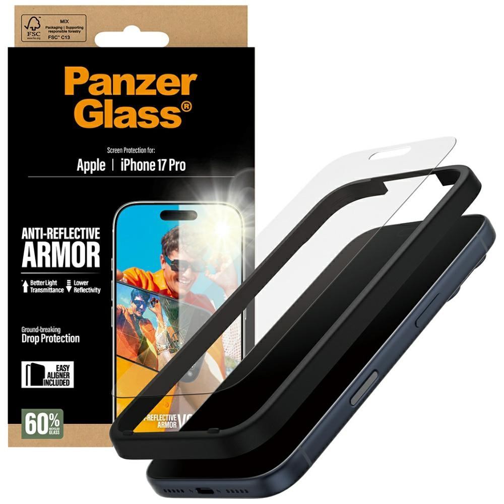 Skärmskydd Matte PanzerGlass Armor EasyAligner för Apple iPhone 17 Pro, Härdat Glas, Full Lim