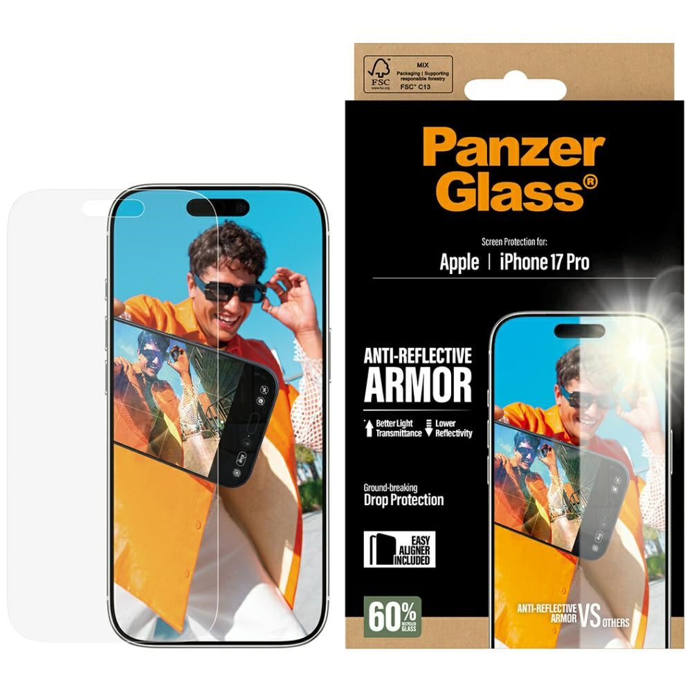Skärmskydd Matte PanzerGlass Armor EasyAligner för Apple iPhone 17 Pro, Härdat Glas, Full Lim