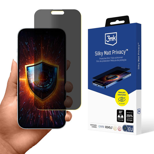 Skärmskydd Matte Privacy 3MK Silky för Apple iPhone 17 Pro, Plast