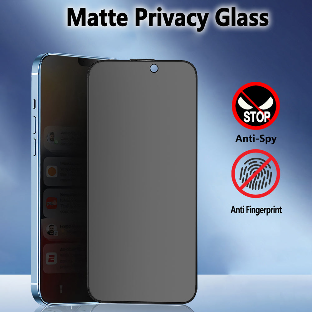 Matte Privacy Blueo Anti-Peep Screen Protector Film for Apple iPhone 14 Plus / 13 Pro Max, Tempered Glass, Full Glue