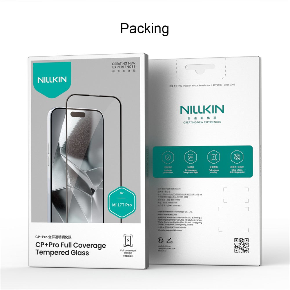 Skärmskydd Nillkin CP+ Pro för Xiaomi 17T Pro, Härdat glas, Fullt lim, Svart