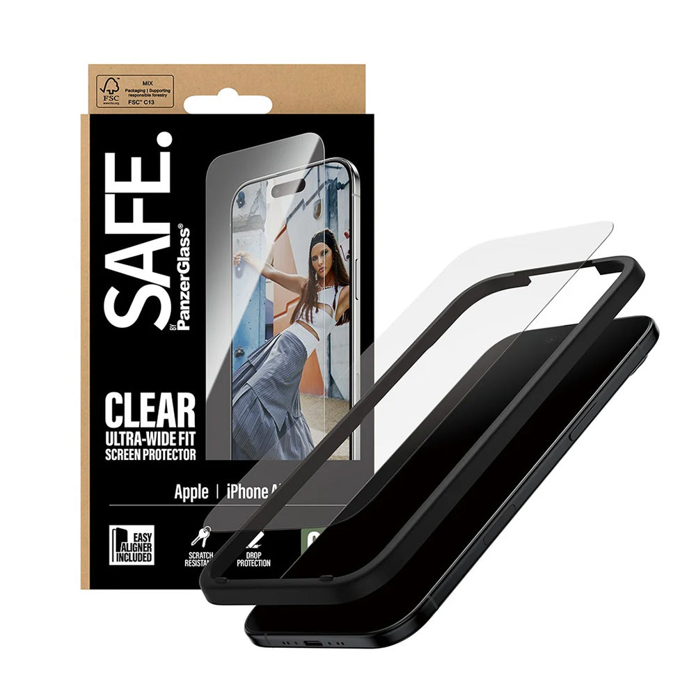 Skyddsfilm PanzerGlass Safe. Ultra-Wide Fit EasyAligner för Apple iPhone 17 Air, Härdat Glas, Full Glue