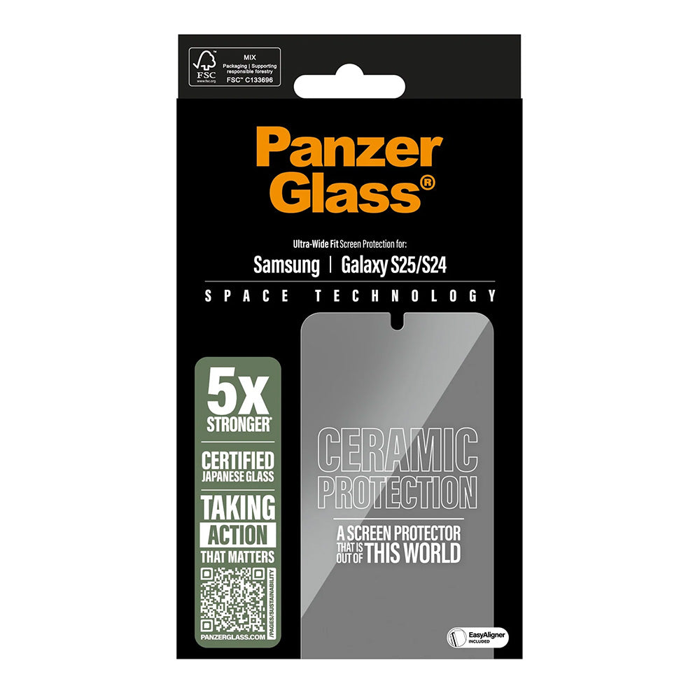 Skyddsfilm PanzerGlass Ultra-Wide Ceramic EasyAligner för Samsung Galaxy S25 S931 / S24 S921, Härdat Glas, Full Lim