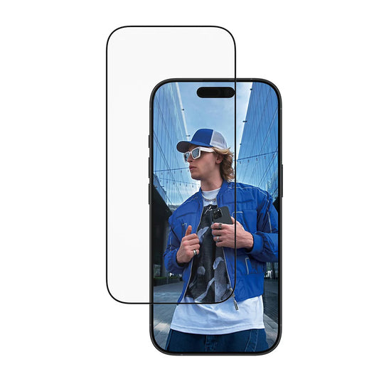 Skyddsfilm PanzerGlass Ultra-Wide Fit EasyAligner för Apple iPhone 17 / 16 Pro, Härdat Glas, Full Lim, Svart