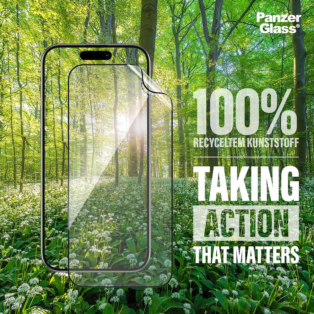 Skyddsfilm PanzerGlass Ultra-Wide Fit EyeCare för Apple iPhone 16 / 15, Härdat Glas, Full Lim, Svart