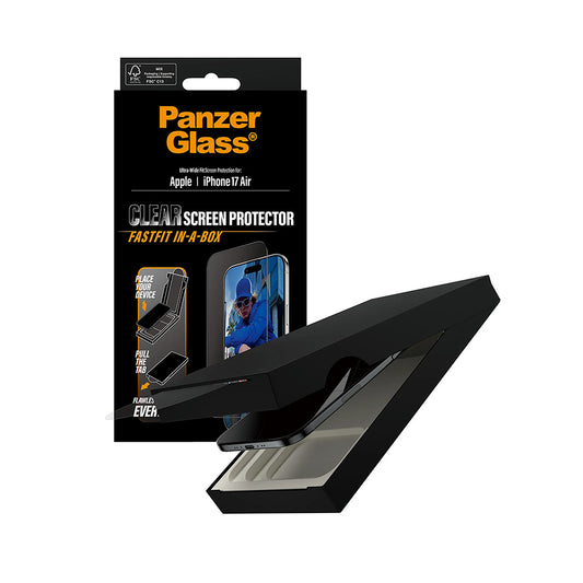 Skyddsfilm PanzerGlass Ultra-Wide Fit Fastfit för Apple iPhone 17 Air, Härdat Glas, Full Lim, Svart