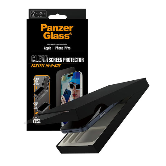Skyddsfilm PanzerGlass Ultra-Wide Fit Fastfit för Apple iPhone 17 Pro, Härdat Glas, Full Lim, Svart