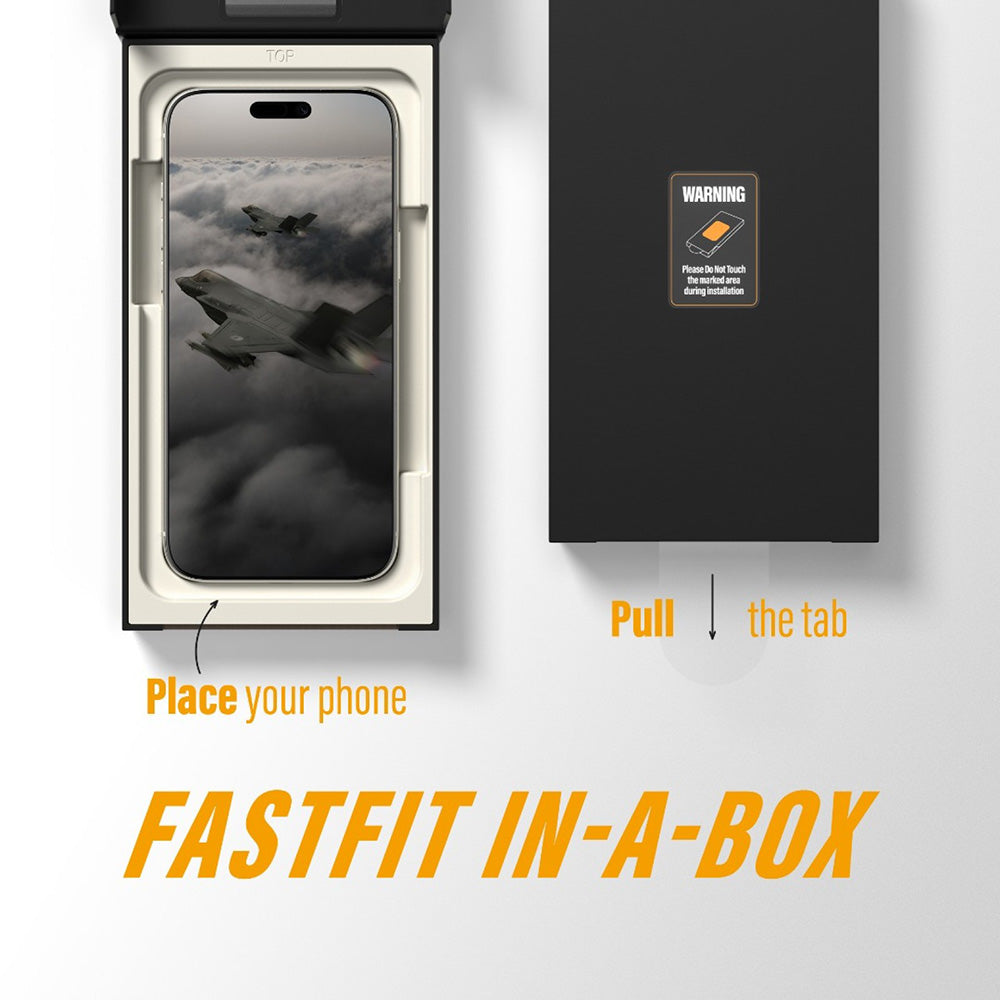Skyddsfilm för skärm PanzerGlass Ultra-Wide Fit Stealth Fastfit för Apple iPhone 17 / 16 Pro, Härdat Glas, Full Lim, Svart