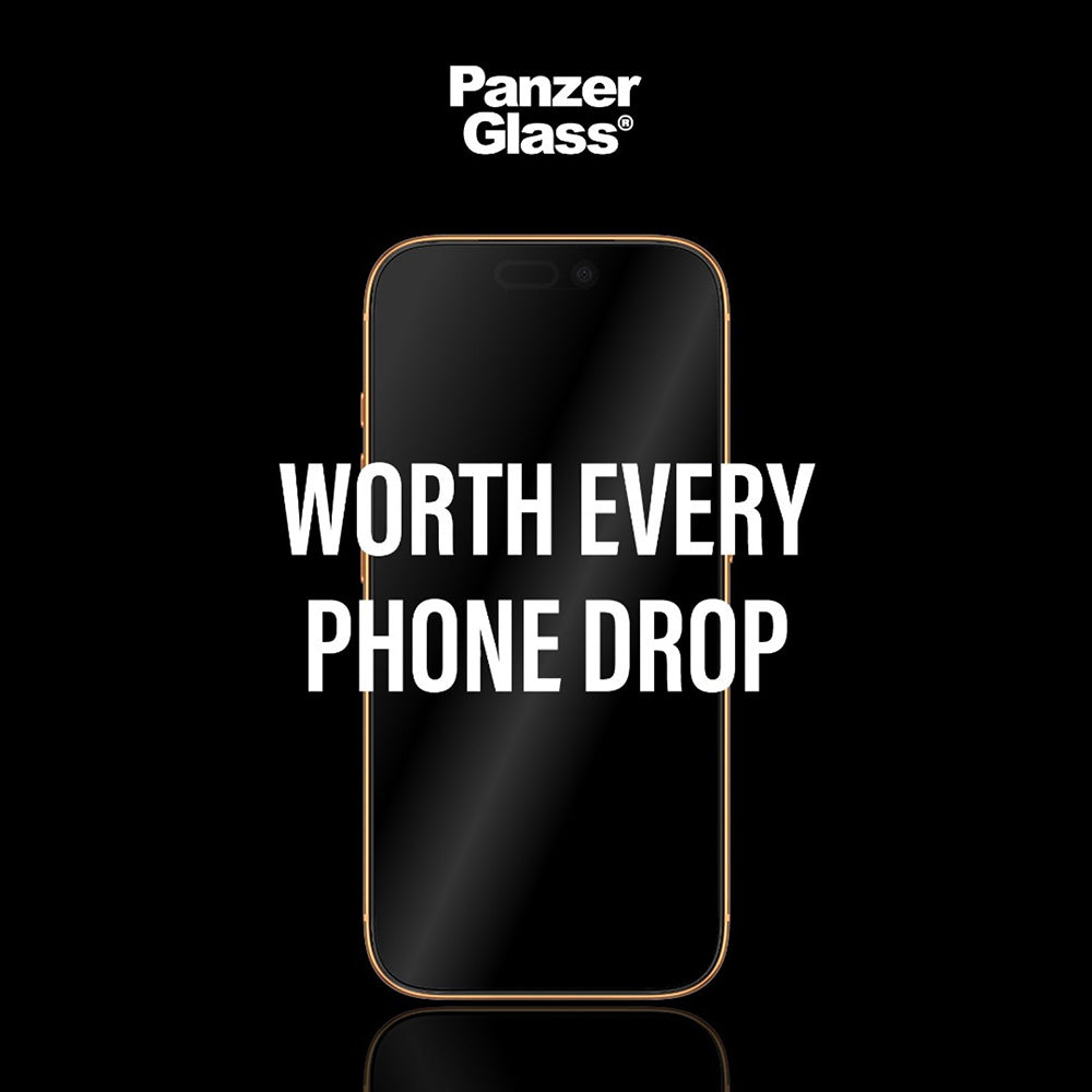 Skyddsfilm för skärm PanzerGlass Ultra-Wide Fit Stealth Fastfit för Apple iPhone 17 / 16 Pro, Härdat Glas, Full Lim, Svart