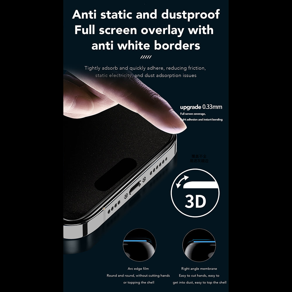 Anank 1X Reinforced 360 Privacy Screen Protector for Apple iPhone 15, Tempered Glass, Full Glue, 2.5D