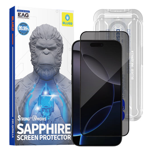 Skyddsfilm Privacy Blueo Sapphire Applicator Pro för Apple iPhone 17 Pro Max / 16 Pro Max, Härdat Glas, Full Lim