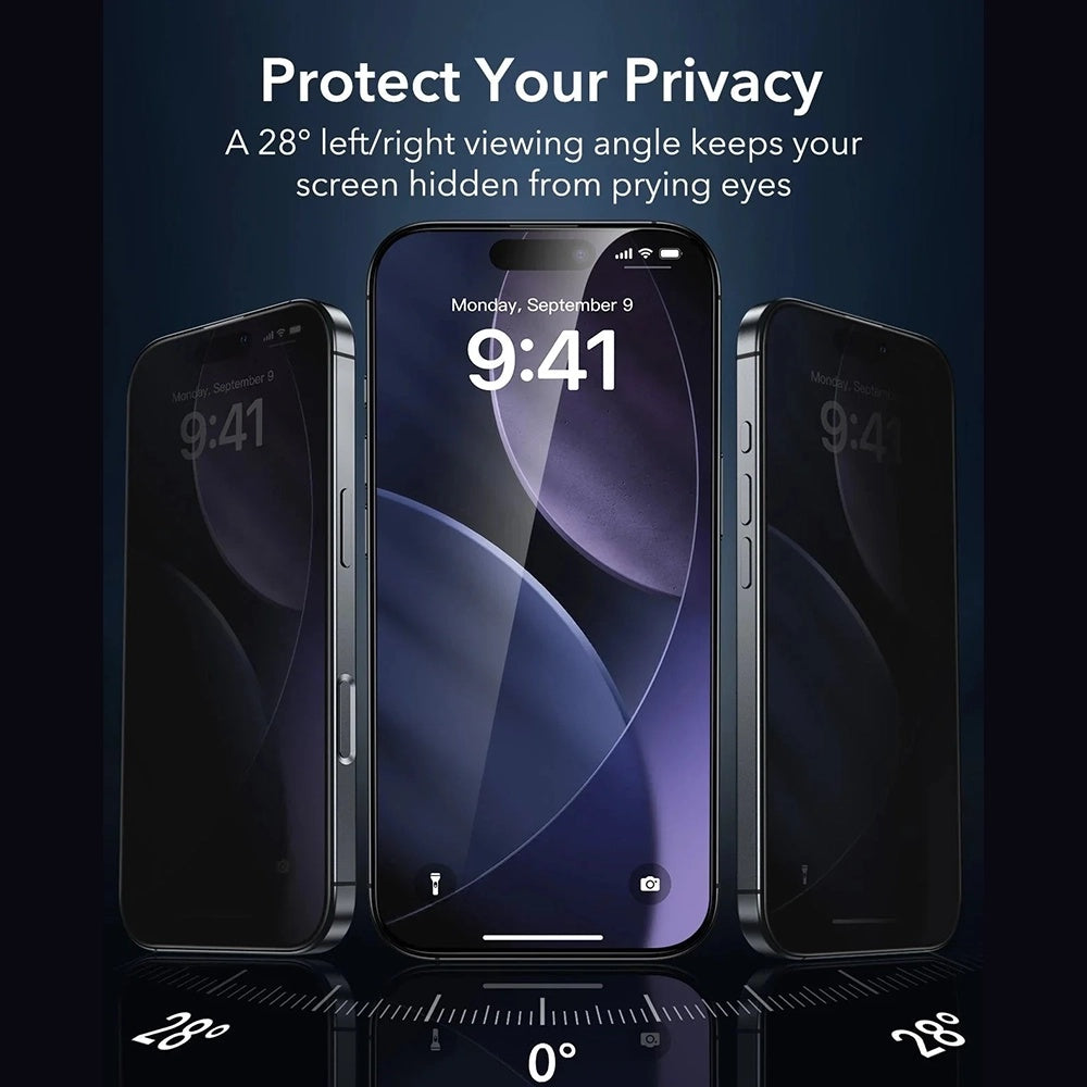 Skärmskydd Privacy ESR Armorite UltraFit för Apple iPhone 17 Air, Härdat Glas, Full Lim, Set om 3 stycken