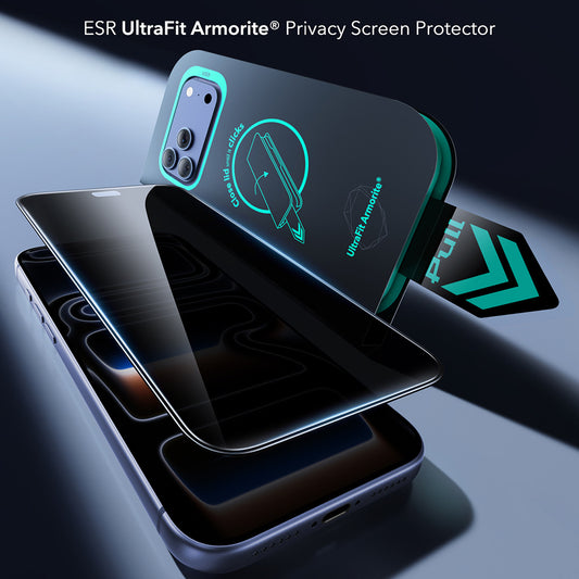 Skärmskydd Privacy ESR Armorite UltraFit för Apple iPhone 18 Pro, Härdat Glas, Fullt Lim, Set med 2 stycken