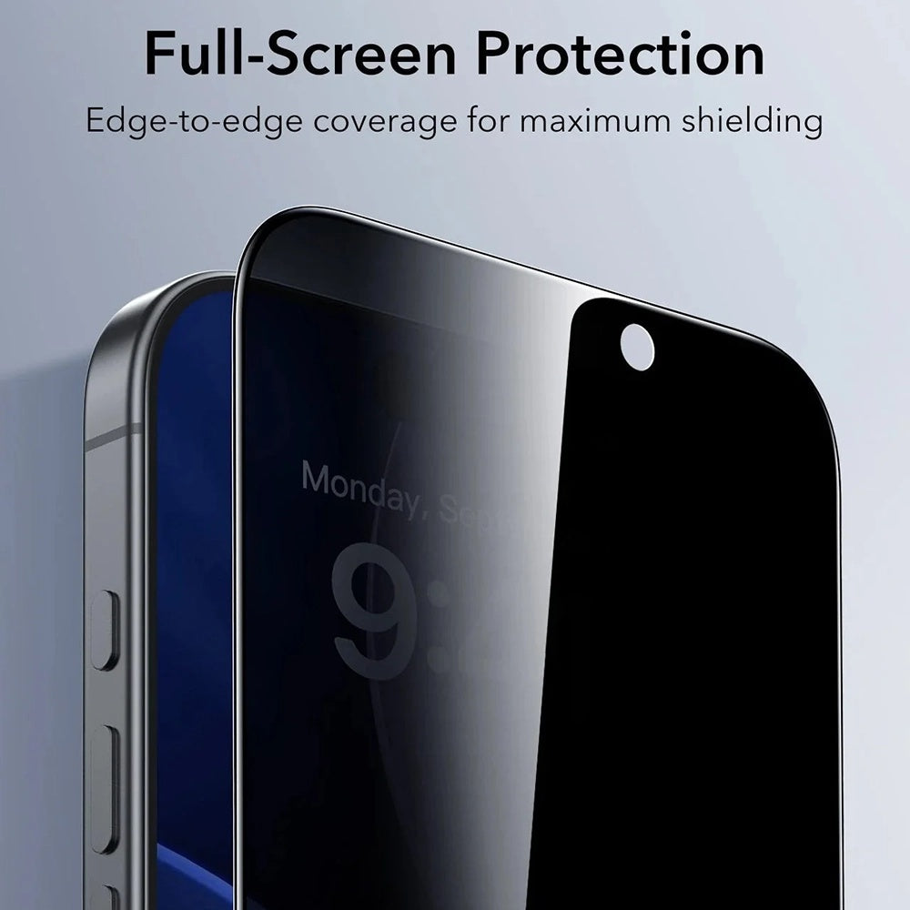 Skärmskydd Privacy ESR UltraFit för Apple iPhone 17 / 16 Pro, Härdat Glas, Full Lim, Set om 3 stycken