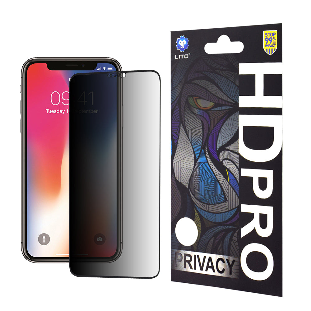 Privacy Screen Protector Lito HD Pro for Apple iPhone 11 Pro / XS / X, Tempered Glass, Full Glue