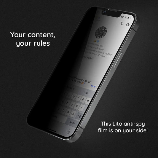 Integritetsskärmskydd Lito HD Pro för Apple iPhone 15 Plus, Härdat Glas, Fullt Lim