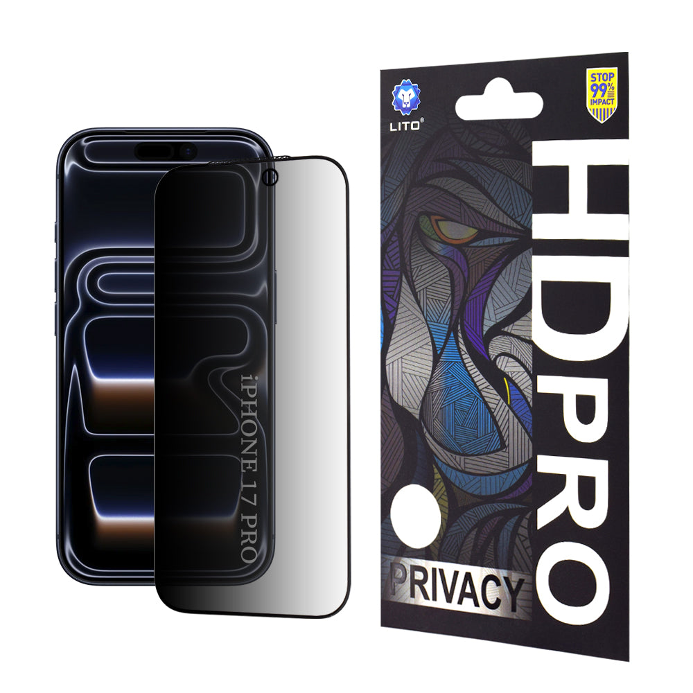 Skyddsfilm Privacy Lito HD Pro för Apple iPhone 17 Pro, Härdat Glas, Full Lim