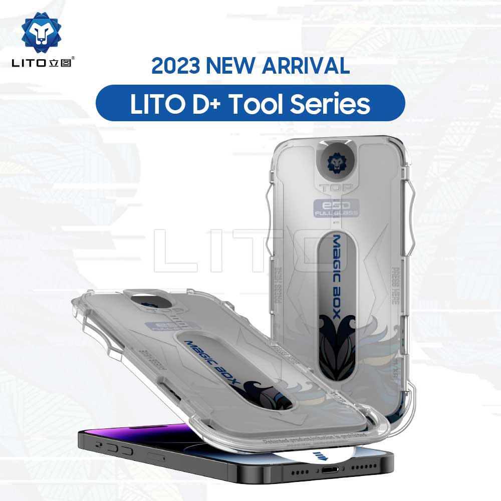 Privacy Screen Protector Film Lito Magic Glass Box D+ Tools for Apple iPhone 14 Plus / 13 Pro Max, Tempered Glass, Full Glue