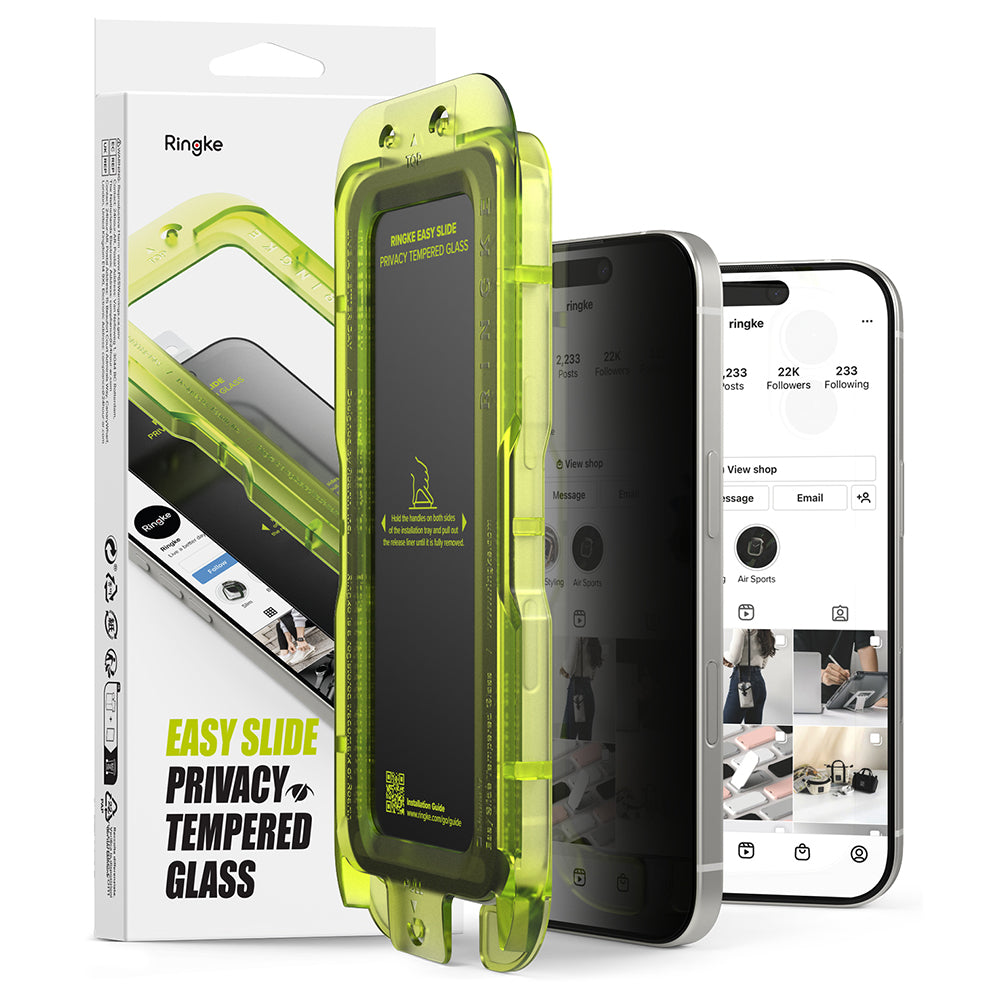 Privacy-skärmskydd Ringke Easy Slide för Apple iPhone 17, Härdat glas, Full lim, Set med 2 stycken