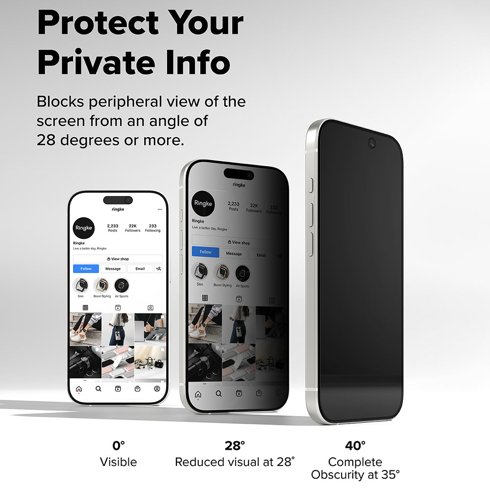 Privacy-skärmskydd Ringke Easy Slide för Apple iPhone 17, Härdat glas, Full lim, Set med 2 stycken