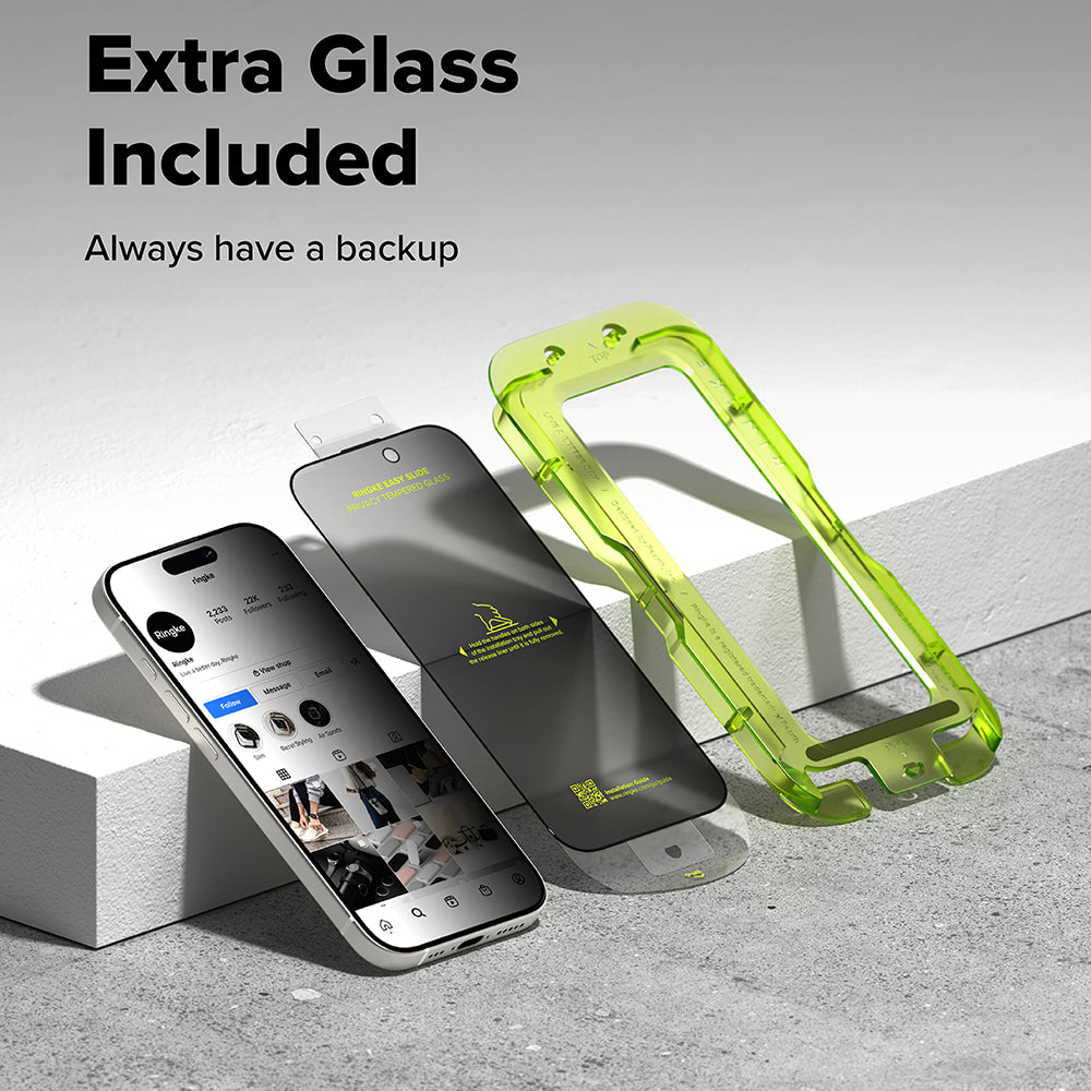 Privacy-skärmskydd Ringke Easy Slide för Apple iPhone 17, Härdat glas, Full lim, Set med 2 stycken