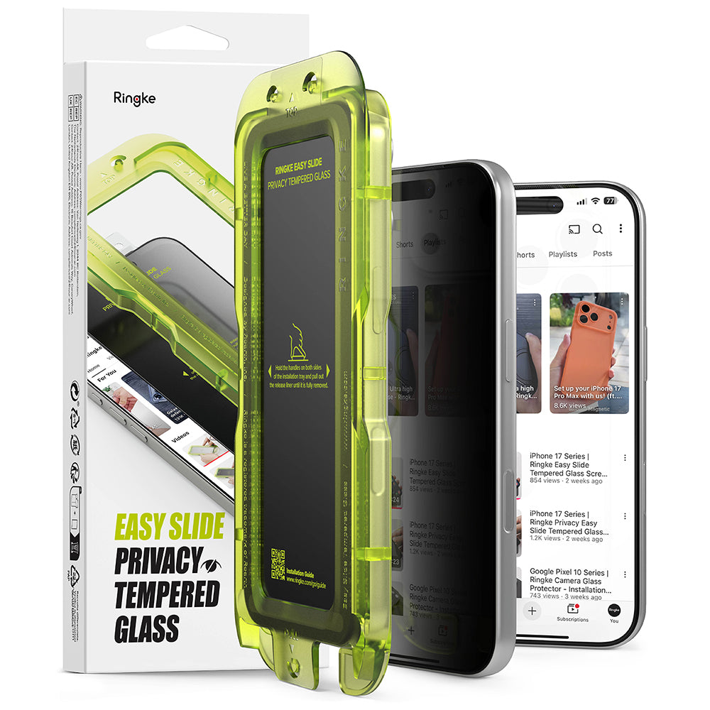 Privacy-skärmskydd Ringke Easy Slide för Apple iPhone 18 Pro, Härdat glas, Full lim, Set med 2 stycken