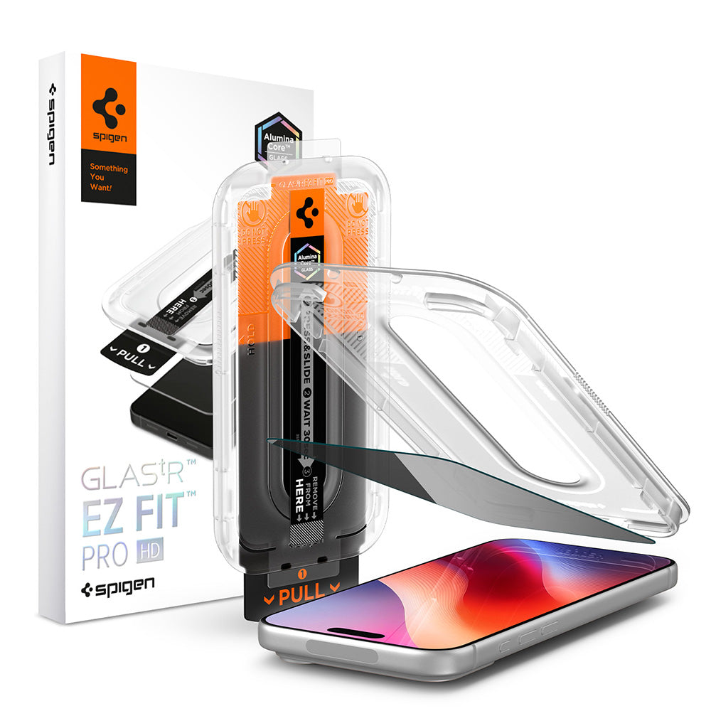 Integritetsskärmskydd Spigen GlastR EZ FIT Pro HD för Apple iPhone 18 Pro, Härdat glas, Full lim AGL12028