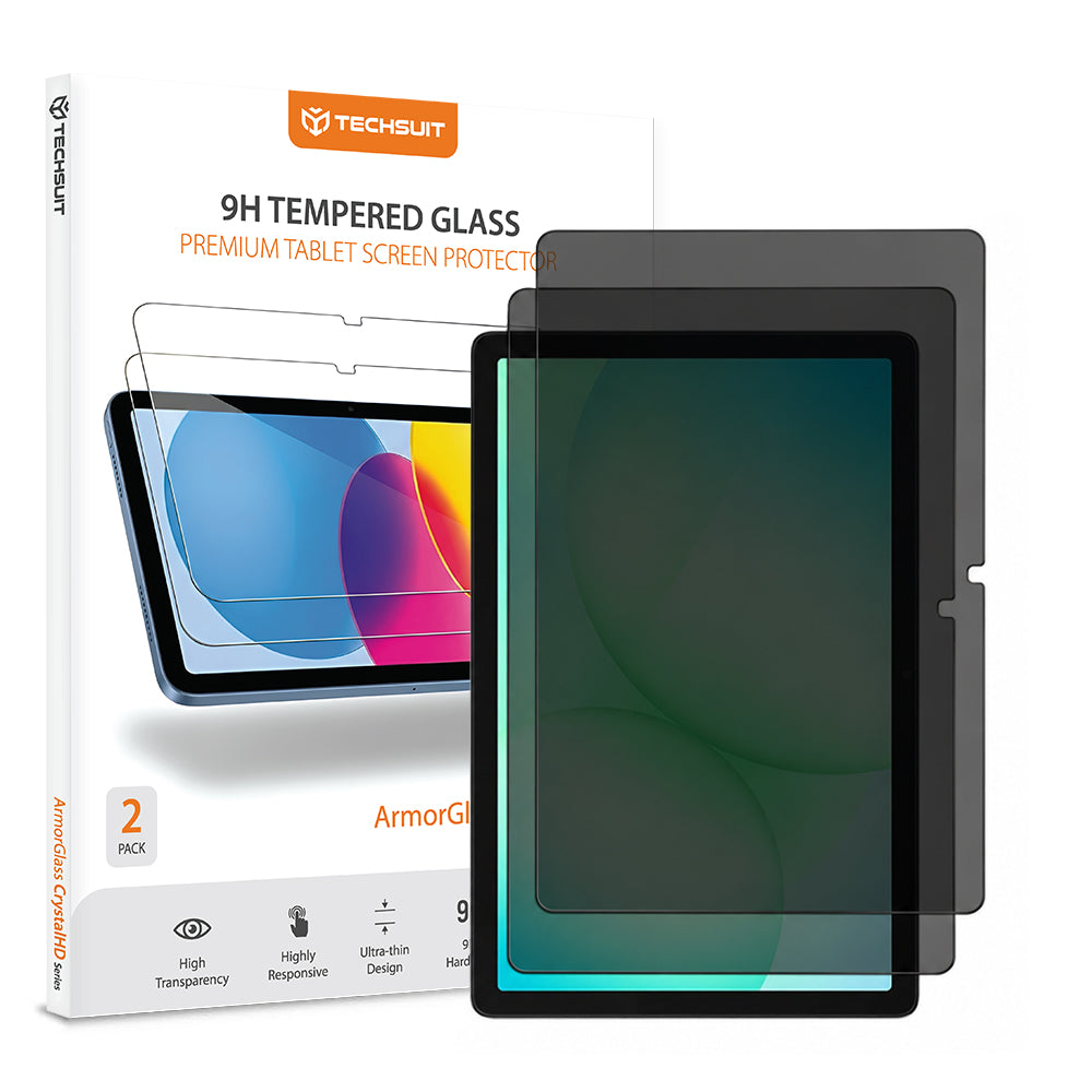 Skärmskydd Privacy Techsuit ArmorGlass CrystalHD för Samsung Galaxy Tab A11+ / Tab A9+, Härdat glas, Full lim, Set med 2 stycken