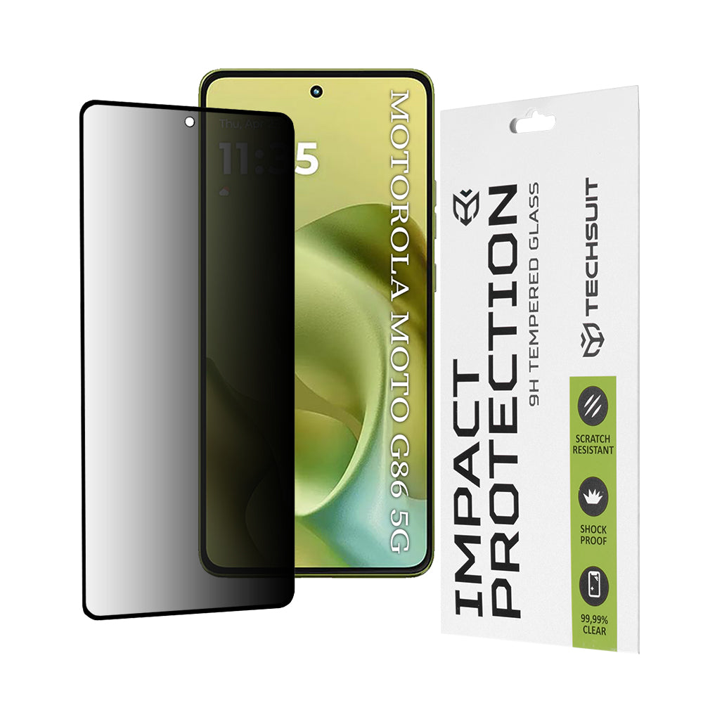 Privacy Techsuit skärmskydd för Motorola Moto G86, härdat glas, full lim, 111D