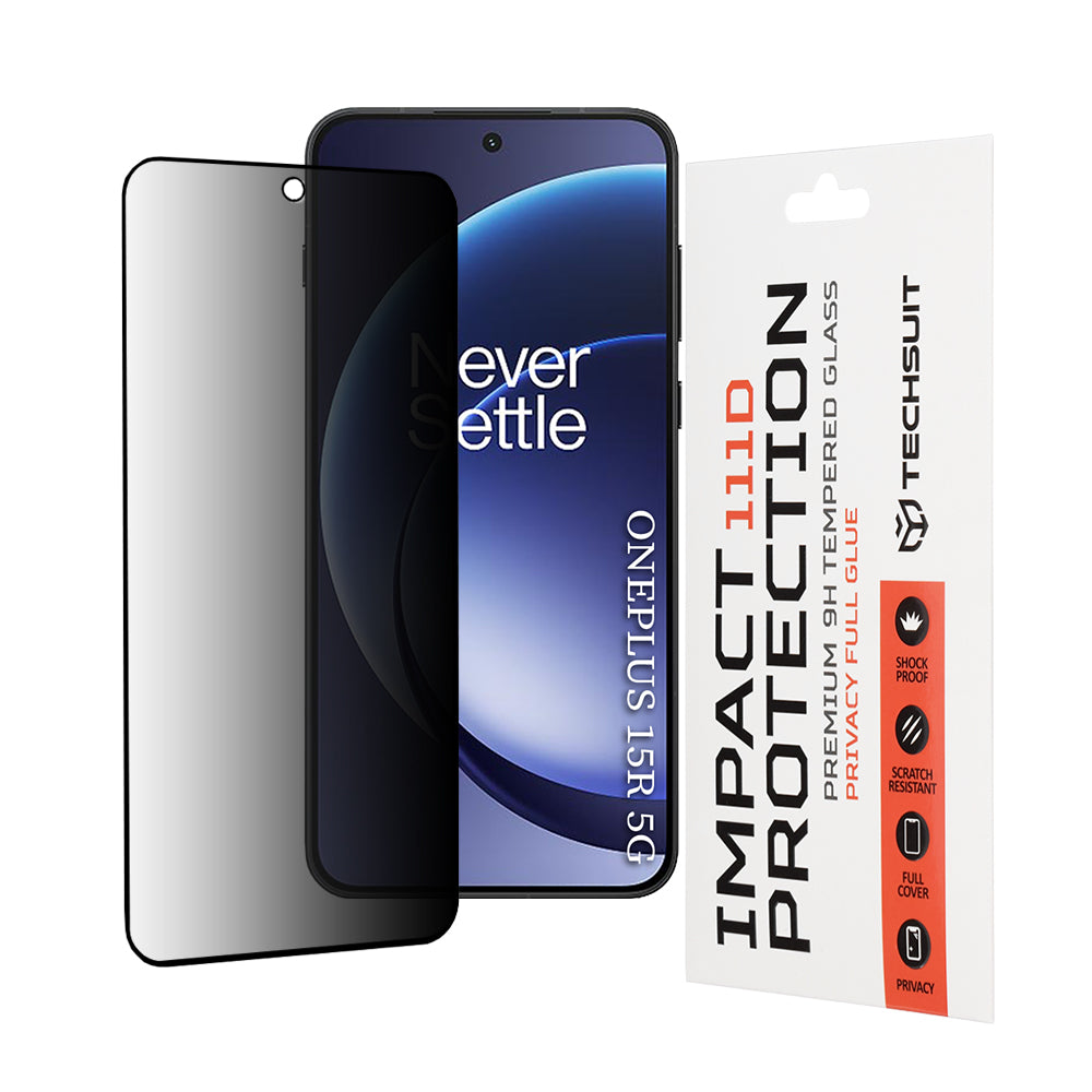 Skyddsfilm Privacy Techsuit för OnePlus 15R, Härdat Glas, Full Lim, 111D