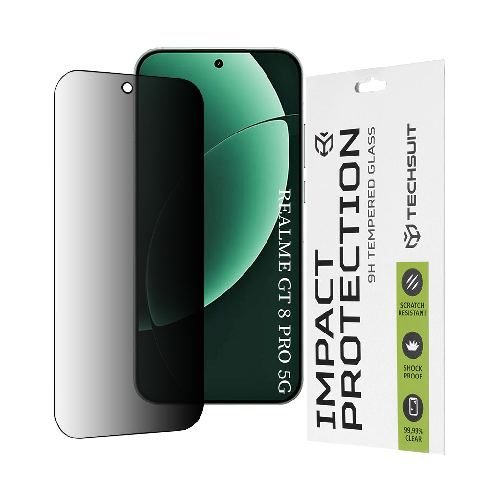 Skyddsfilm Privacy Techsuit för Realme GT 8 Pro, Härdat Glas, Full Lim, 111D