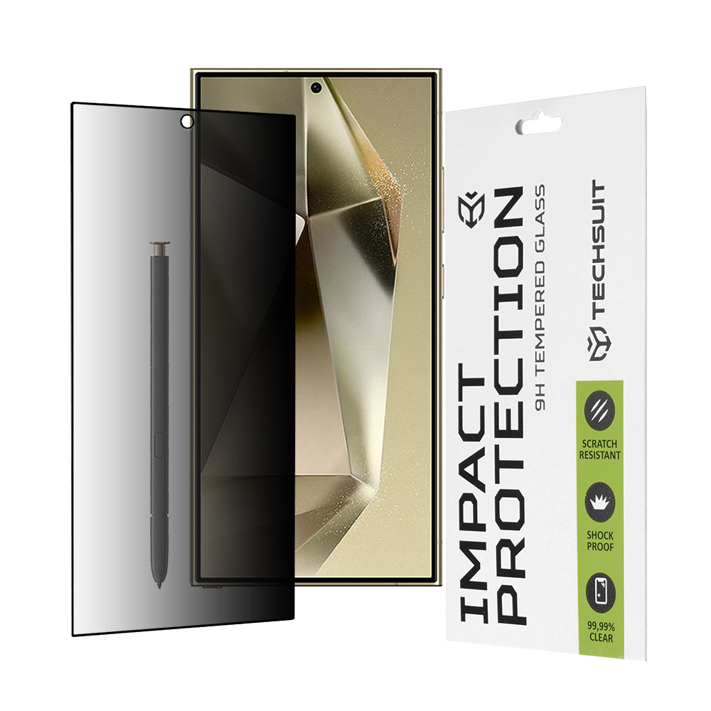 Privacy Techsuit skärmskydd för Samsung Galaxy S24 Ultra S928, härdat glas, full limning, 111D